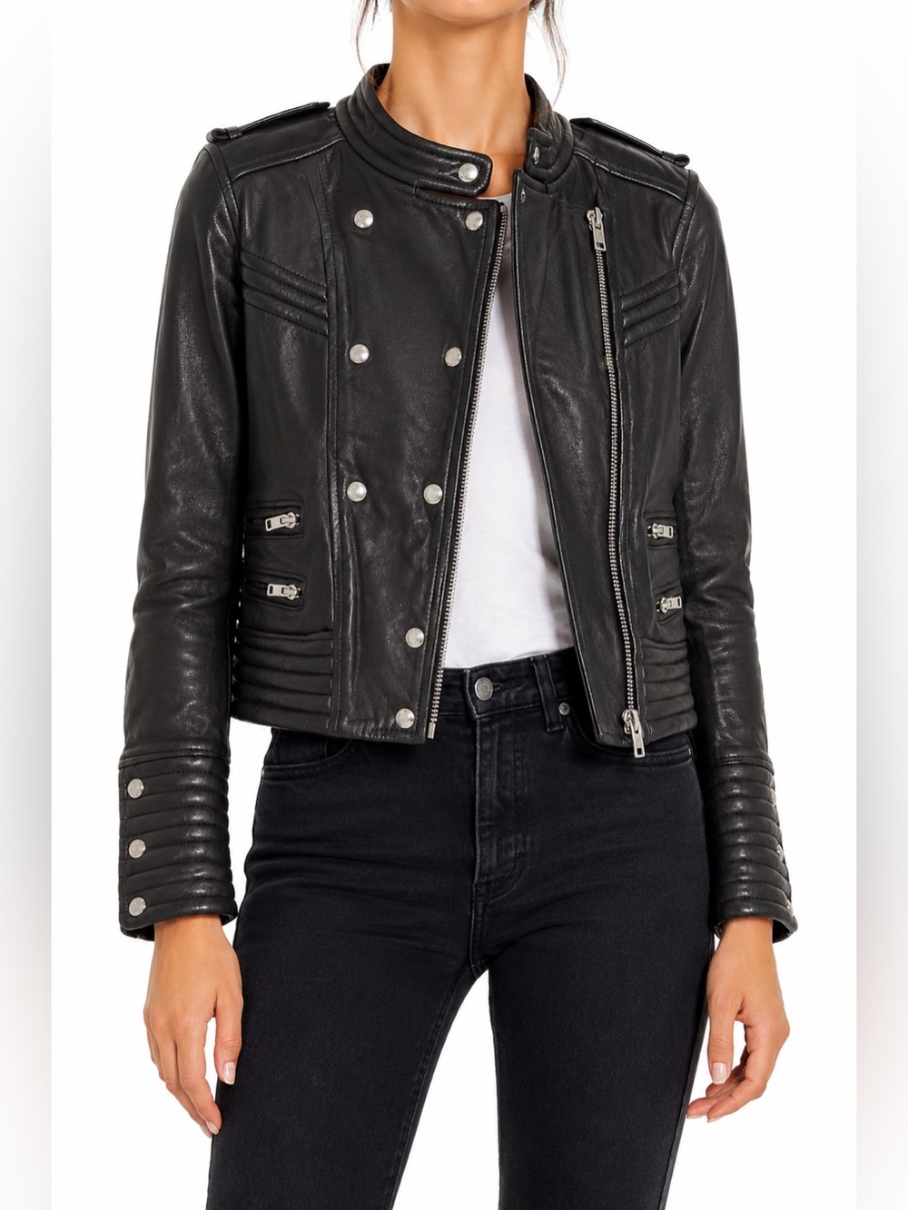 IRO Rojan Dark Brown Lamb Leather Moto Jacket EU 36 US 4 Biker